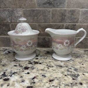 Mikasa Lyric Summer Song Sugar Bowl and Creamer